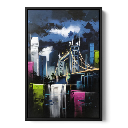 Sacramento Urban Street Art - Black Frame Canvas