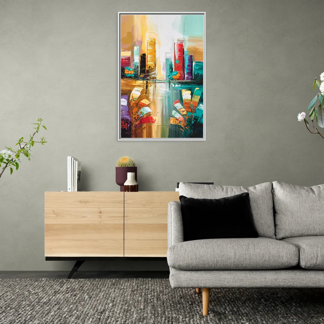 Grand Rapids Artistic City Vibes - Living Room White Frame Canvas
