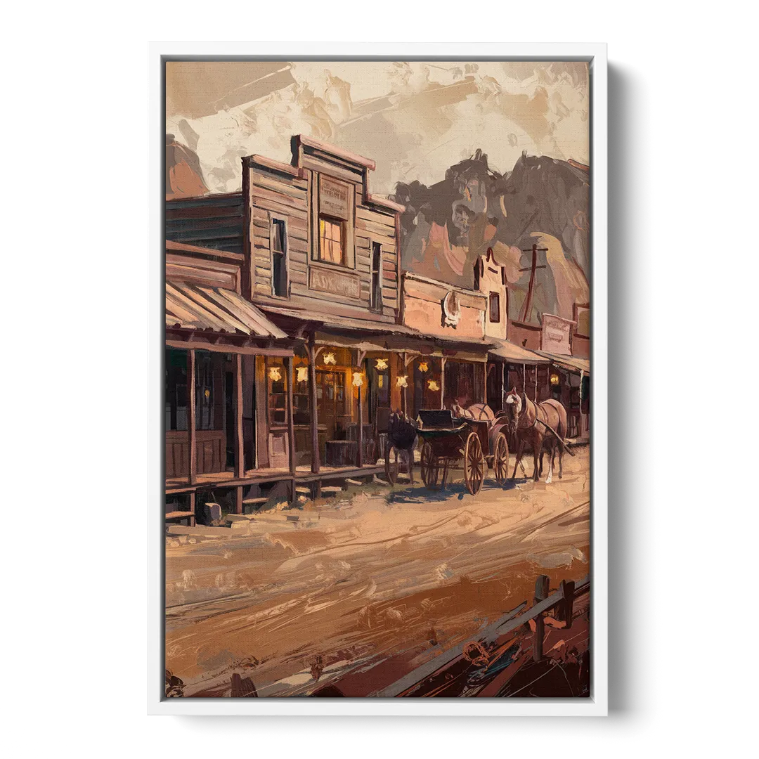 Tombstone Old West Charm - White Frame Canvas