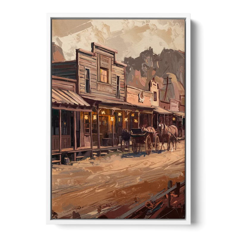 Tombstone Old West Charm - White Frame Canvas