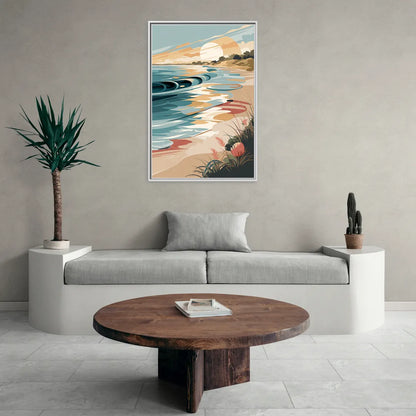 Fort Lauderdale Surf and Sand - Living Room White Frame Canvas