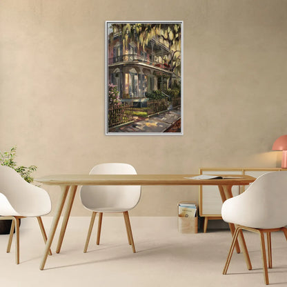 New Orleans Garden District Homes - Living Room White Frame Canvas