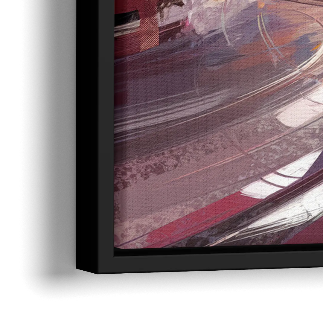 San Diego Trolley At Sunset - Close-Up Black Frame Canvas