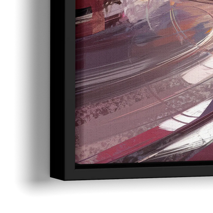 San Diego Trolley At Sunset - Close-Up Black Frame Canvas