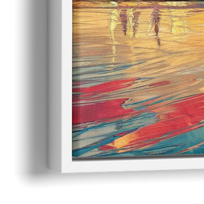 Detroit Skyline At Sunset - Close-Up White Frame Canvas