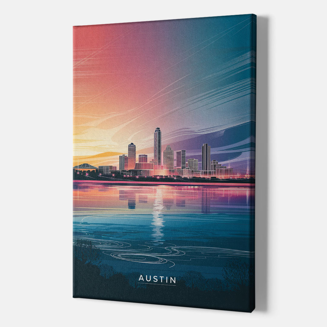 Austin Downtown Vibes Skyline - Canvas Wall Art Indoor