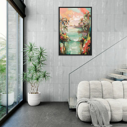 Orlando Tropical Landscape - Living Room Black Frame Canvas