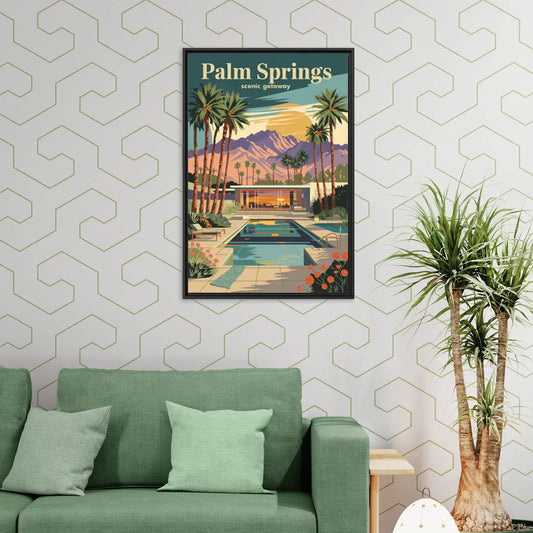 Palm Springs Scenic Getaway - Living Room Black Frame Canvas