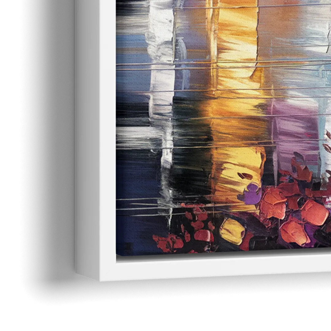 Minneapolis Vibrant City Lights - Close-Up White Frame Canvas