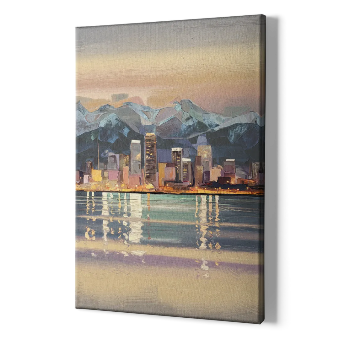 Anchorage Cityscape Reflection - Canvas Print Art Sides