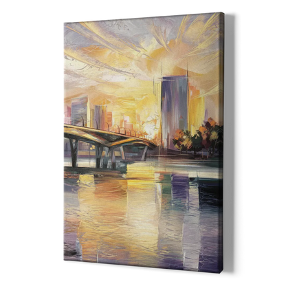 Tampa Riverwalk Sunrise - Canvas Print Art Sides