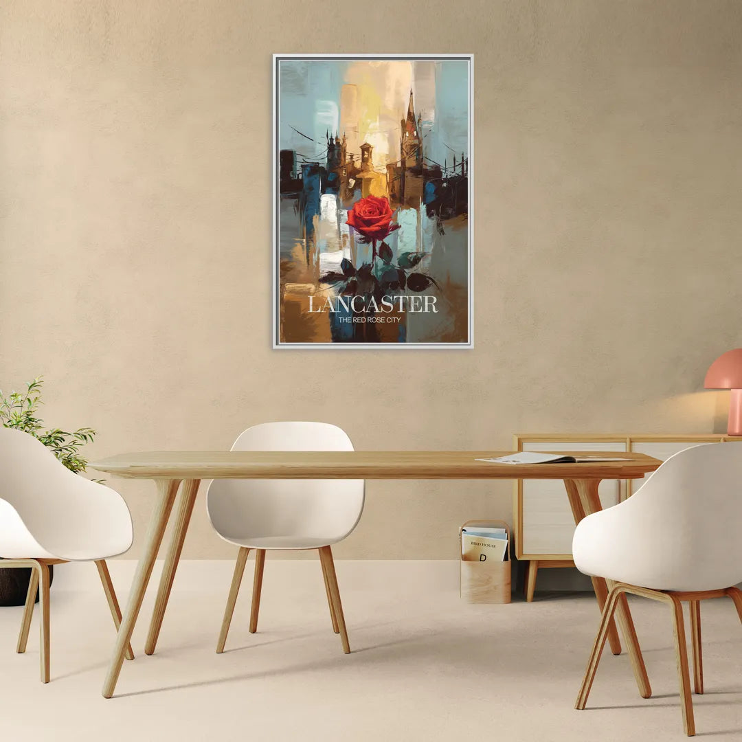 Lancaster Red Rose City - Living Room White Frame Canvas
