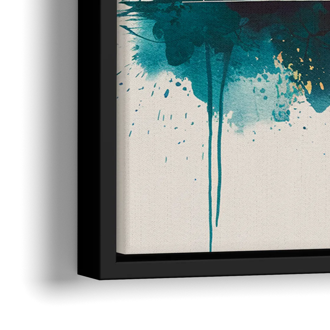 Austin Skyline Sunset Art - Close-Up Black Frame Canvas