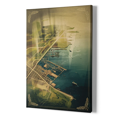 Seattle Map Vintage Style - Canvas Print Art Sides
