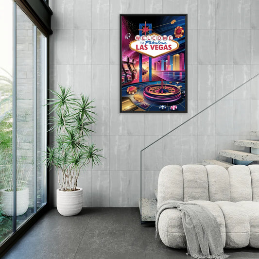 Las Vegas Casino Glamour - Living Room Black Frame Canvas