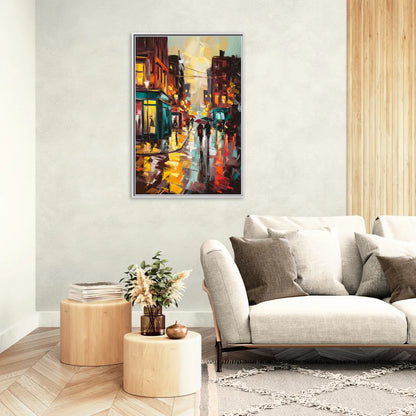 Burlington Urban Street Scenes - Living Room White Frame Canvas