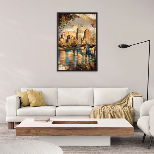 Columbus Historic Landmarks - Living Room Black Frame Canvas