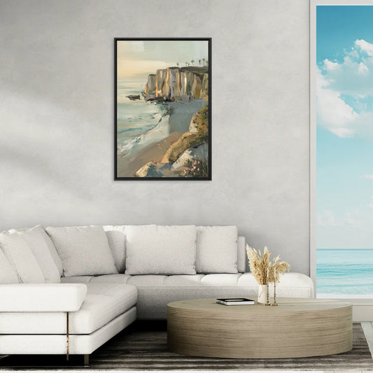 La Jolla Cliffside Beauty - Living Room Black Frame Canvas
