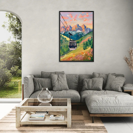 Telluride Scenic Gondola Ride - Living Room Black Frame Canvas