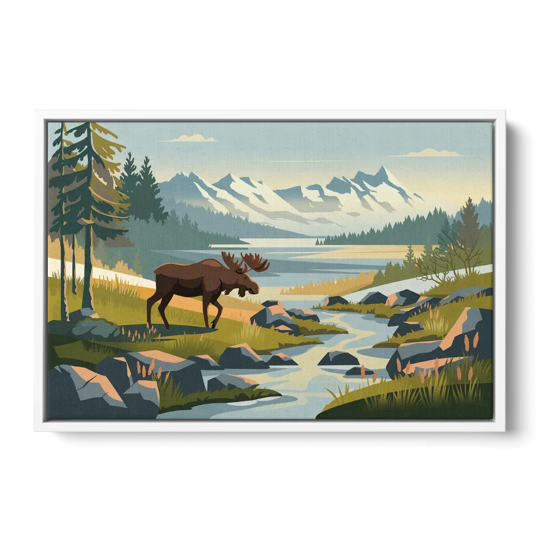 Anchorage Alaskan Wilderness - White Frame Canvas