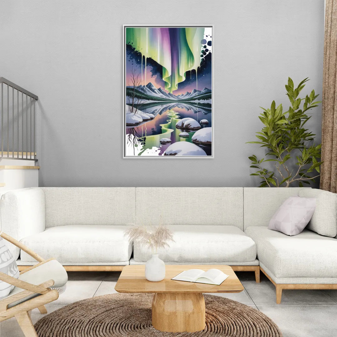Churchill Northern Lights - Living Room White Frame Canvas