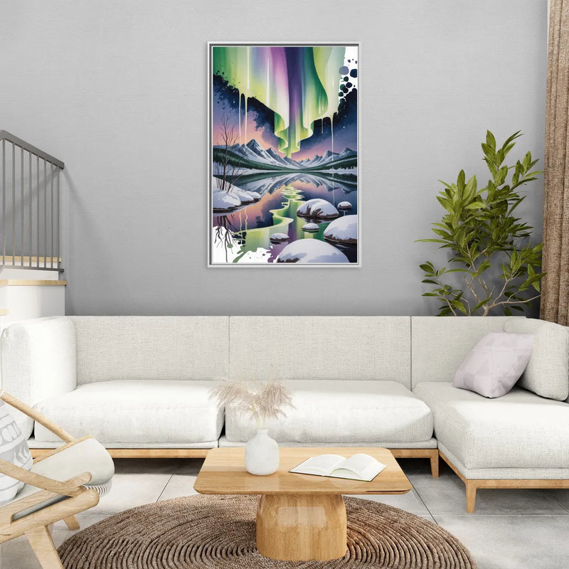 Churchill Northern Lights - Living Room White Frame Canvas
