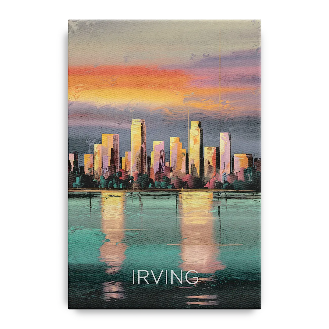 Irving Skyline Reflection - Canvas Wall Art