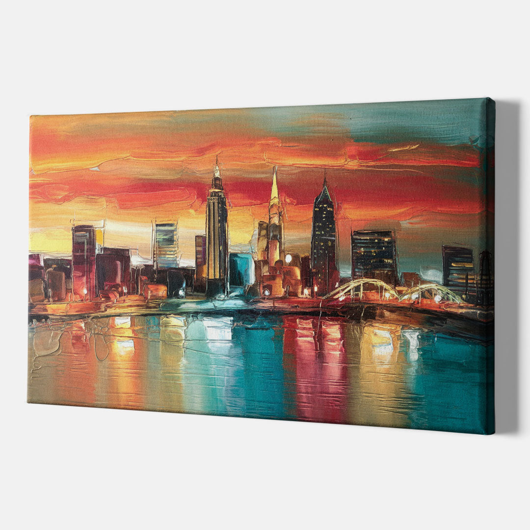 Cleveland Historic Landmarks Watercolor - Canvas Wall Art Indoor