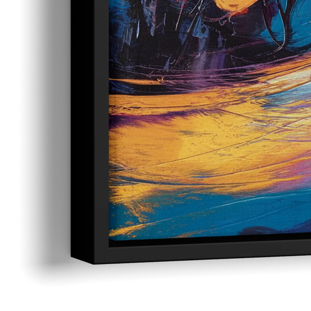 Colorado Springs Skyline Sunset - Close-Up Black Frame Canvas