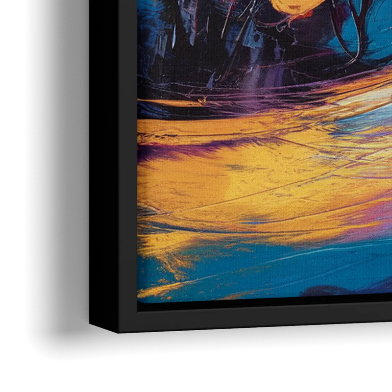 Colorado Springs Skyline Sunset - Close-Up Black Frame Canvas