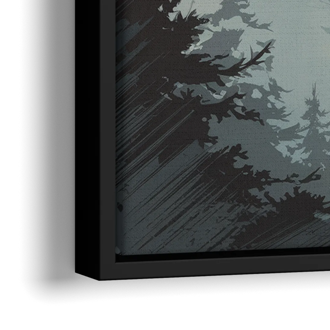 Sitka Misty Mountains - Close-Up Black Frame Canvas