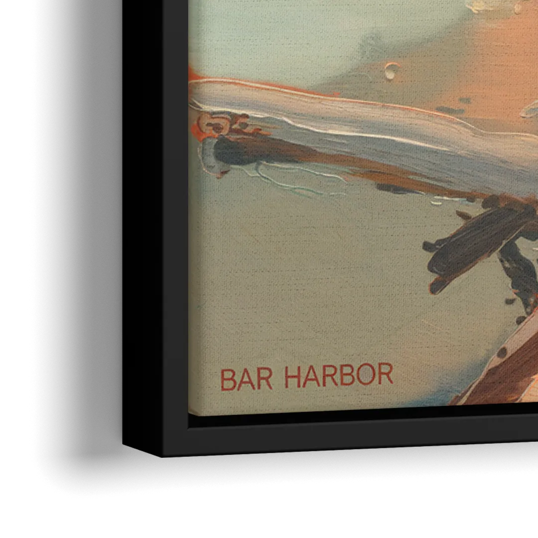 Bar Harbor Coastal Serenity - Close-Up Black Frame Canvas