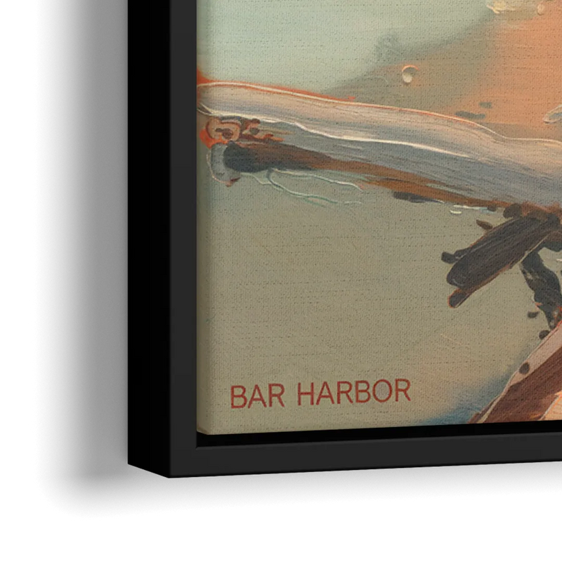 Bar Harbor Coastal Serenity - Close-Up Black Frame Canvas