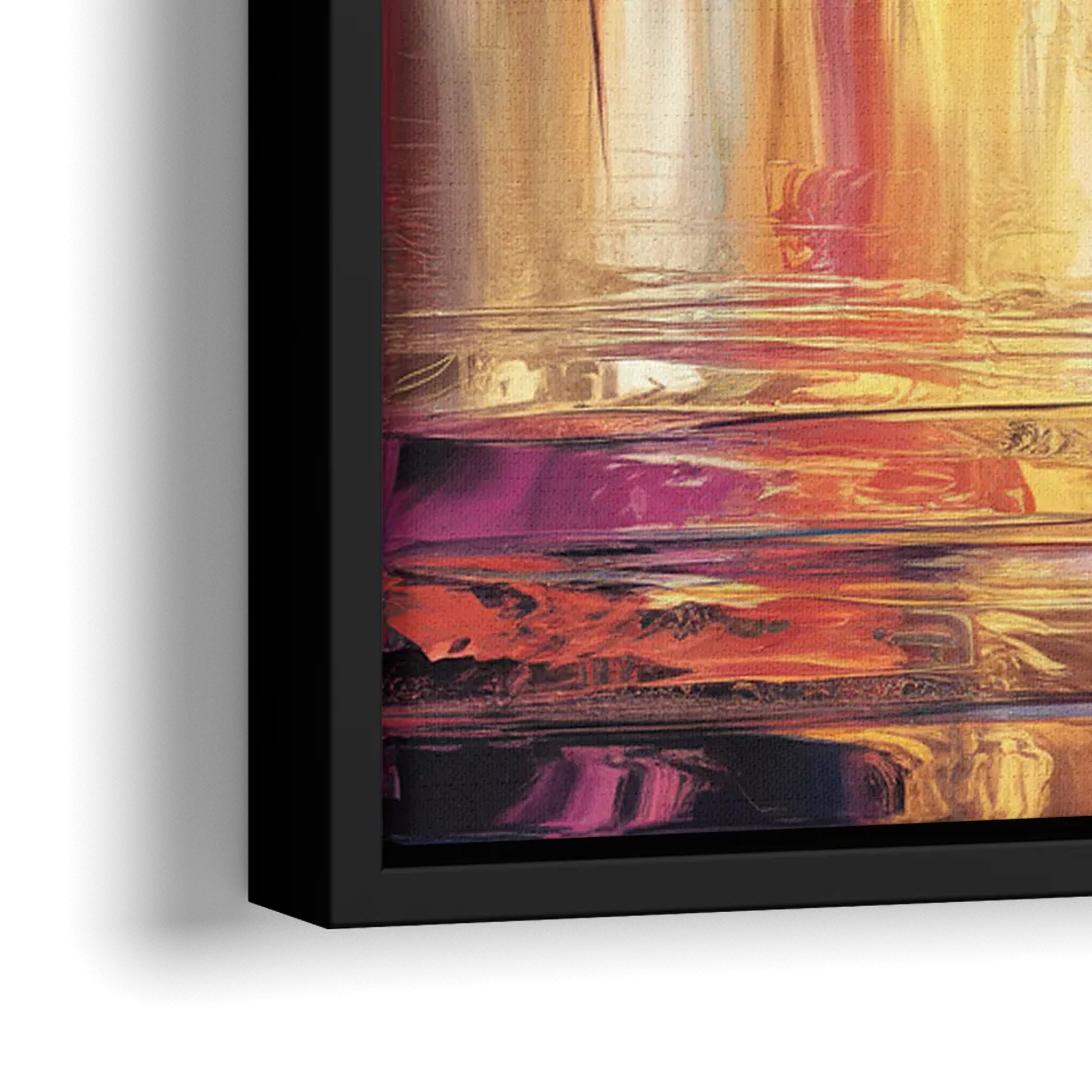 Boston Iconic Skyline Silhouette - Close-Up Black Frame Canvas