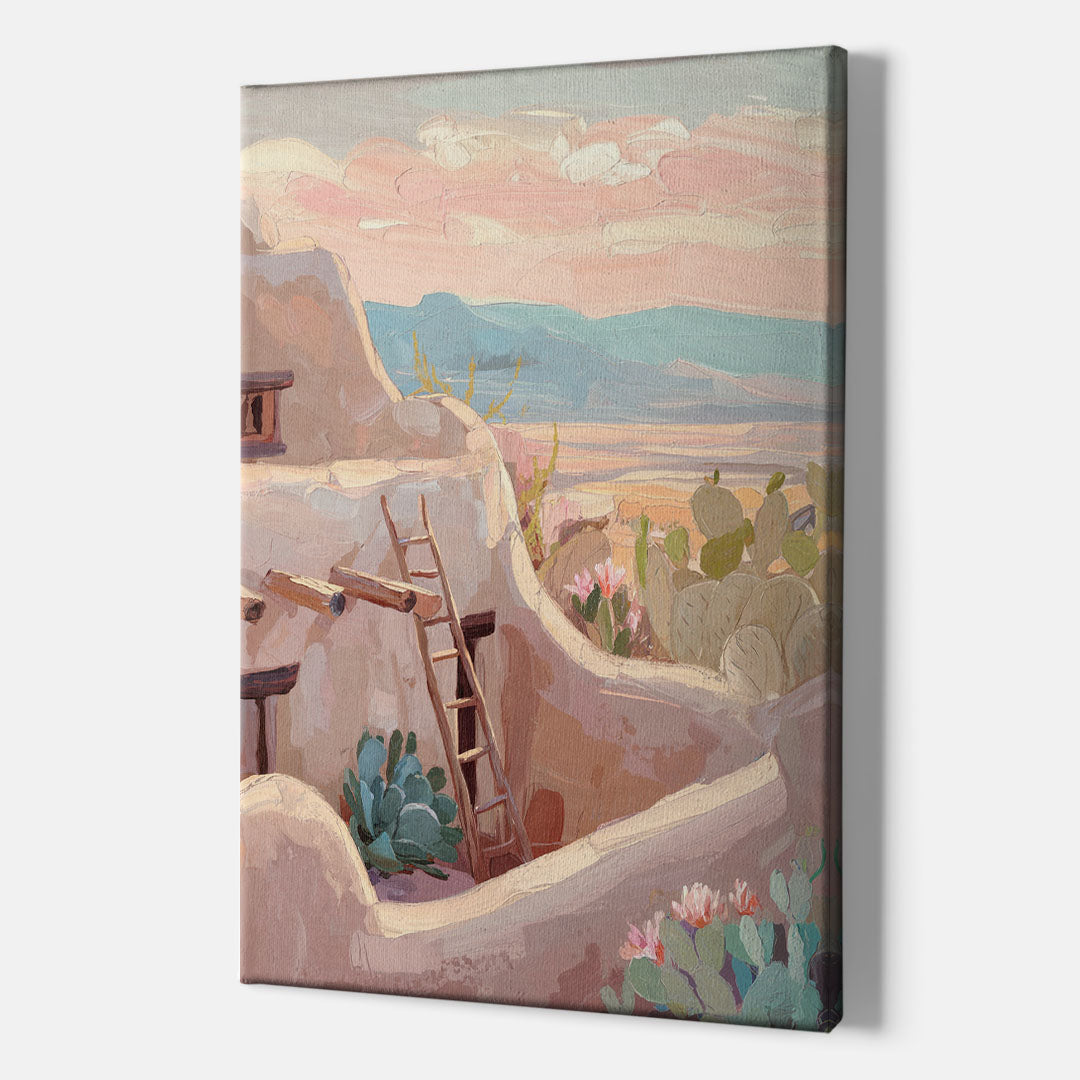 Santa Fe Adobe Architecture - Canvas Wall Art Indoor