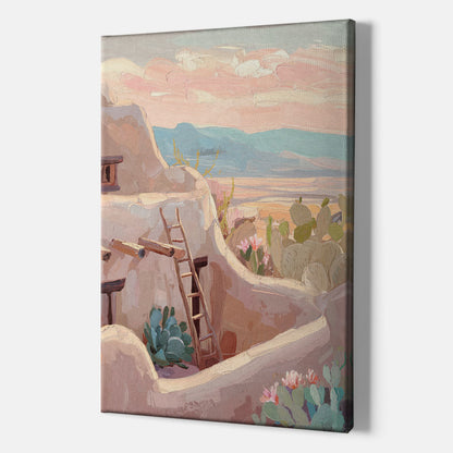 Santa Fe Adobe Architecture - Canvas Wall Art Indoor
