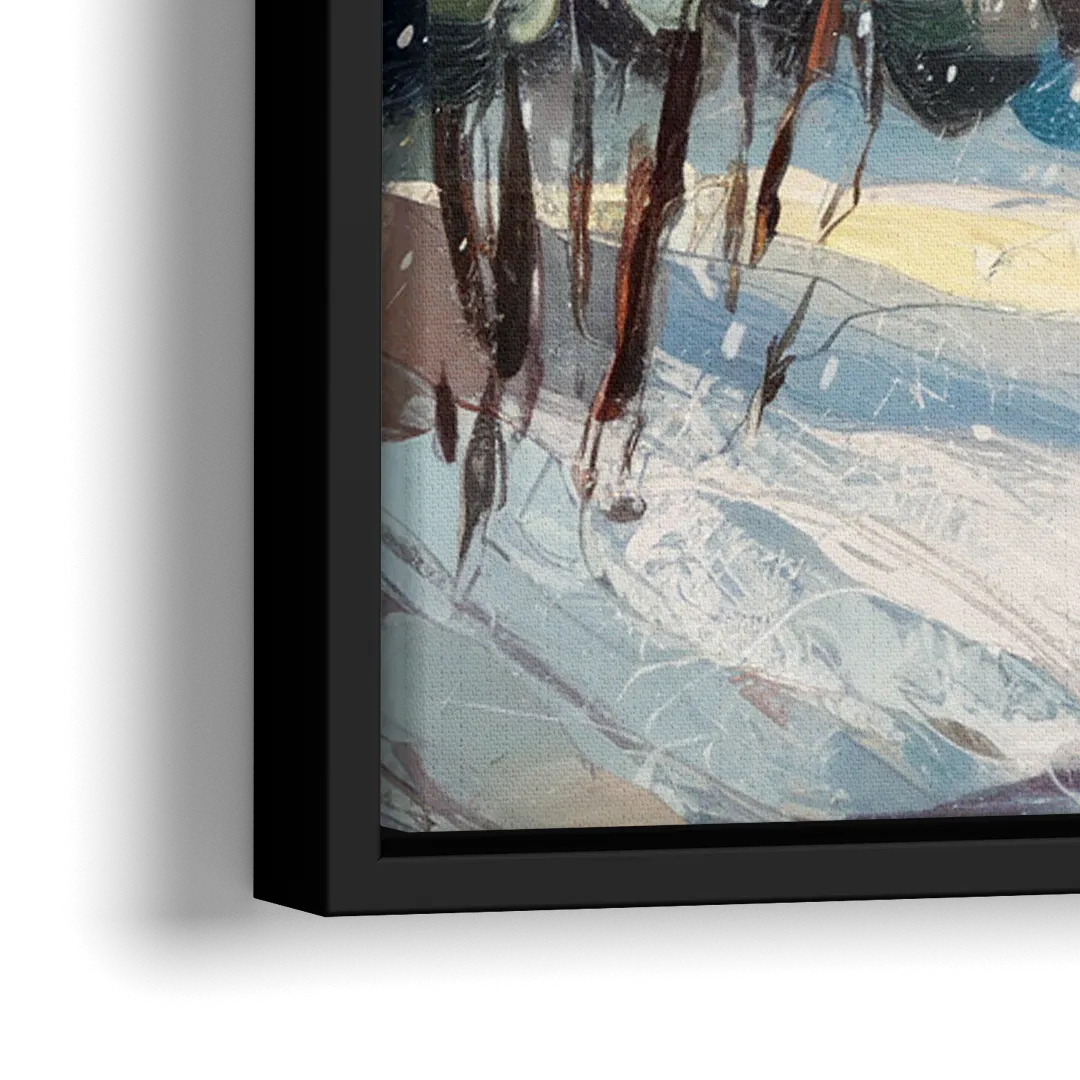 Gatlinburg Winter Wonderland - Close-Up Black Frame Canvas