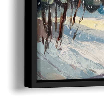 Gatlinburg Winter Wonderland - Close-Up Black Frame Canvas