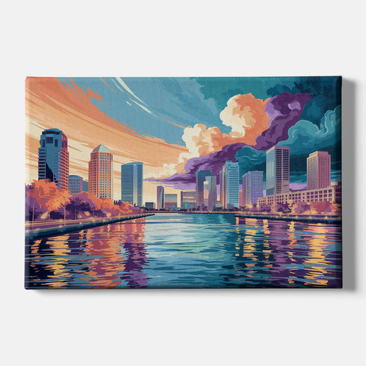 Tampa Bay Skyline Panorama - Canvas Wall Art