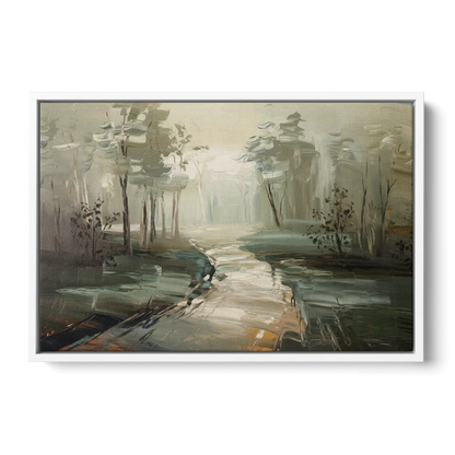 Salem Foggy Morning - White Frame Canvas