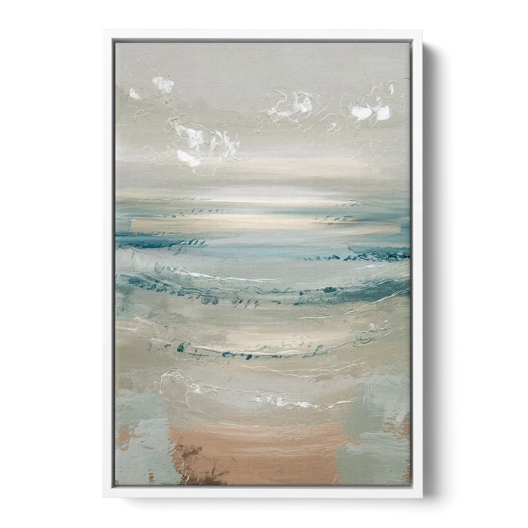 Seaside Blue Horizon - White Frame Canvas