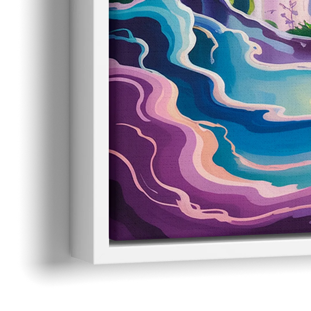 Niagara Falls Summer View - Close-Up White Frame Canvas