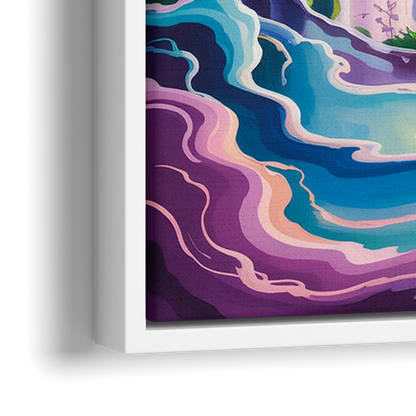 Niagara Falls Summer View - Close-Up White Frame Canvas