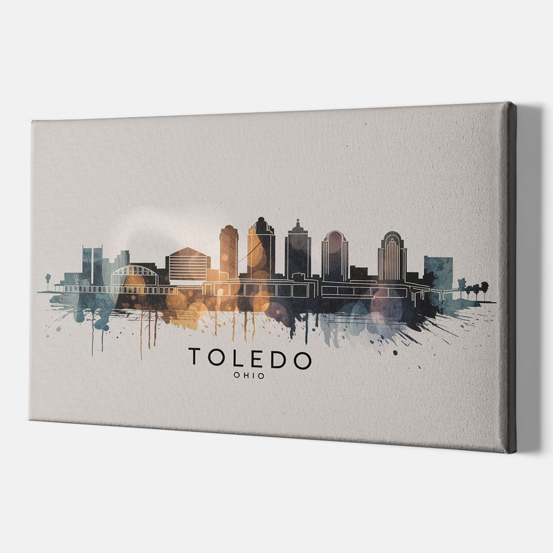 Toledo Skyline Panorama - Canvas Wall Art Indoor