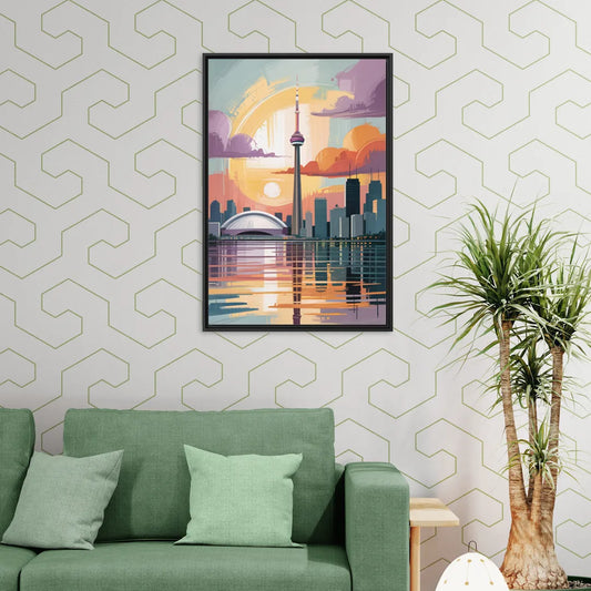 CN Tower Sunset - Living Room Black Frame Canvas