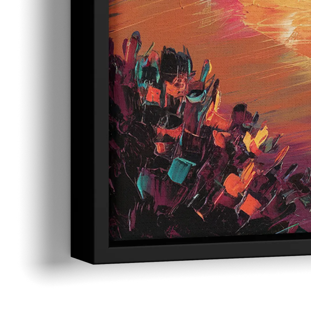 Honolulu Waikiki Beach Sunset - Close-Up Black Frame Canvas