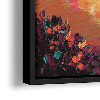 Honolulu Waikiki Beach Sunset - Close-Up Black Frame Canvas