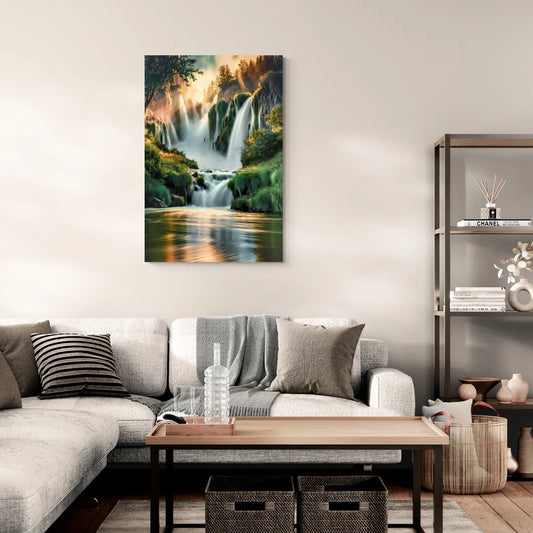Rochester High Falls Panorama - Canvas Wall Art Living Room