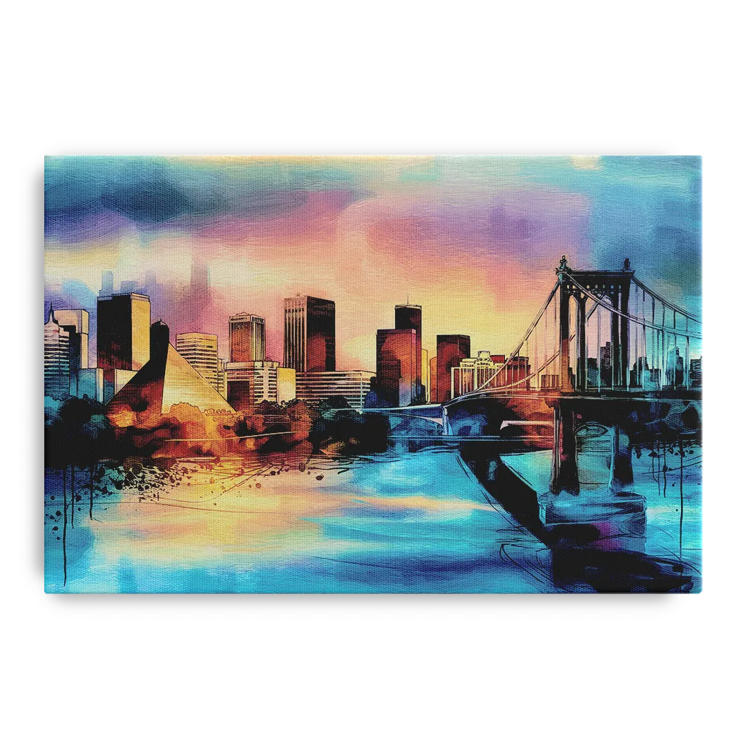 Memphis Architectural Landmarks - Canvas Wall Art