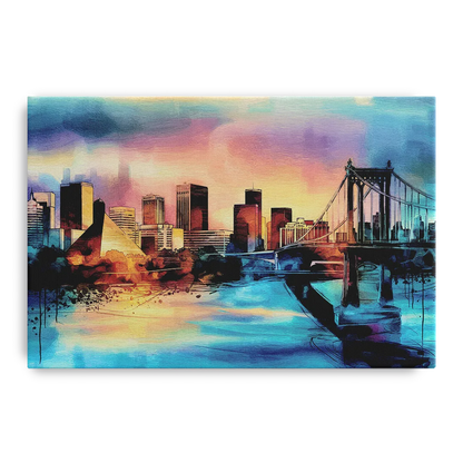 Memphis Architectural Landmarks - Canvas Wall Art